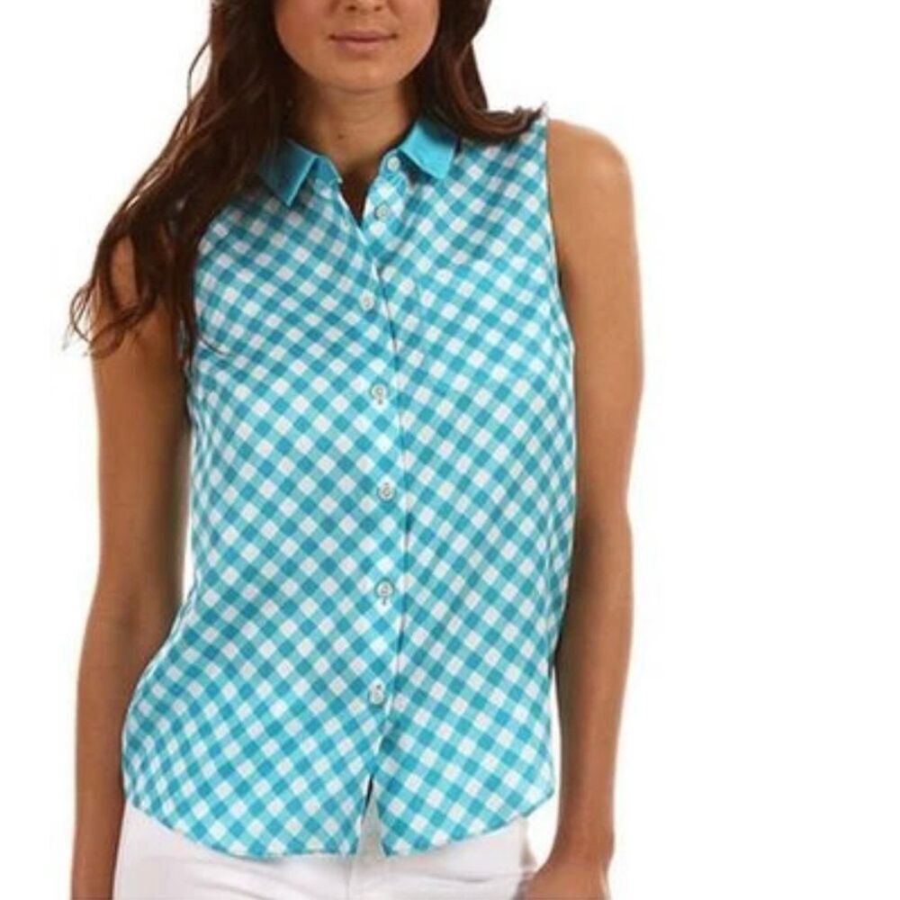 NWT Kate Spade Gingham Fey Firoza Short Sleeve Lightweight Top
